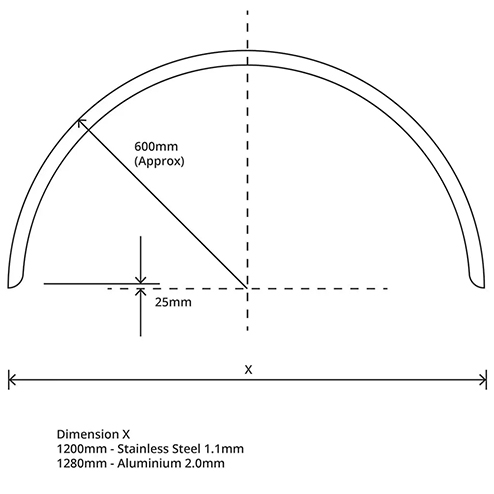 Stainless Steel Single Mudguard Curved Edge - Image 2